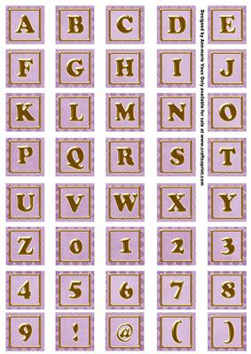Lilac Check Alphabet Embellishment Sheet