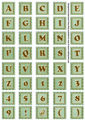 Mid Green Check Alphabet Embellishment Sheet