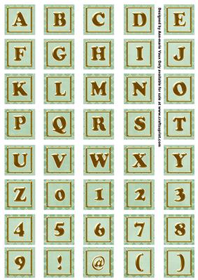 Mint Green Check Alphabet Embellishment Sheet