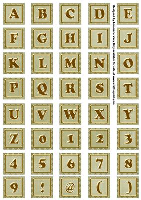 Olive Check Alphabet Embellishment Sheet