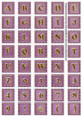 Purple Check Alphabet Embellishment Sheet