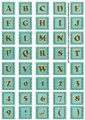 Teal Check Alphabet Embellishment Sheet