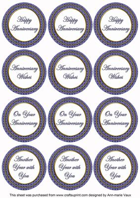 Dblue Check Anniversary Mix Sentiment Round Toppers