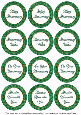 Dgreen Check Anniversary Mix Sentiment Round Toppers