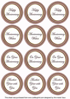 Dpink Check Anniversary Mix Sentiment Round Toppers