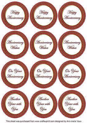Dred Check Anniversary Mix Sentiment Round Toppers