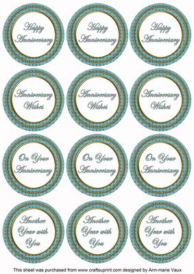 Dteal Check Anniversary Mix Sentiment Round Toppers