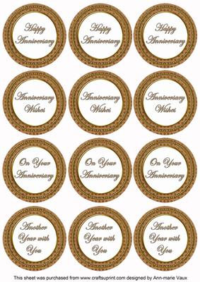 Vtea Check Anniversary Mix Sentiment Round Toppers