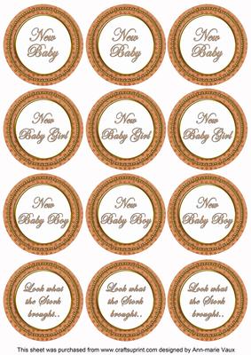 Borange Check Baby Mix Sentiment Round Toppers