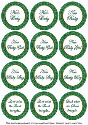 Dgreen Check Baby Mix Sentiment Round Toppers