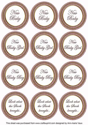 Dpink Check Baby Mix Sentiment Round Toppers