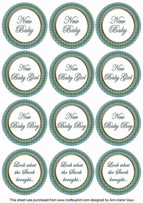 Dteal Check Baby Mix Sentiment Round Toppers