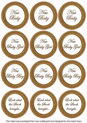 Vtea Check Baby Mix Sentiment Round Toppers