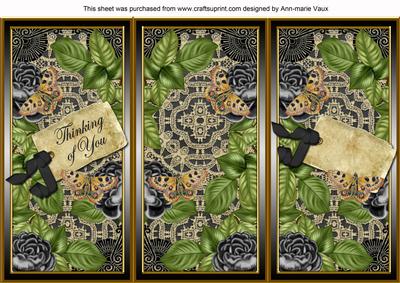 Black Roses Thinking of You Quick Tri-fold Card