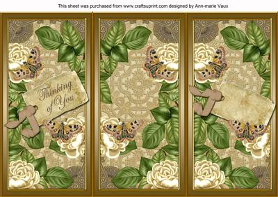 Cream Roses Thinking of You Quick Tri-fold Card