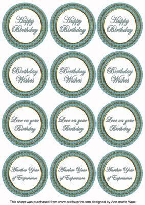 Dteal Check Birthday Mix Sentiment Round Toppers