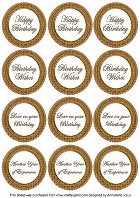Vtea Check Birthday Mix Sentiment Round Toppers