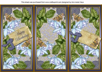Blue Fushsia Happy Birthday Quick Tri-fold Card