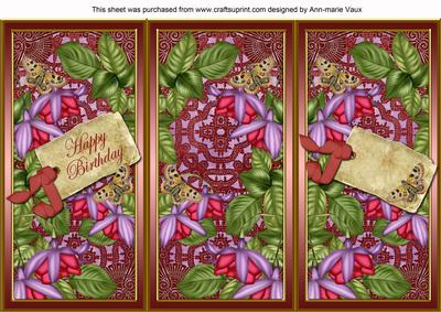 Cerise Fushsia Happy Birthday Quick Tri-fold Card