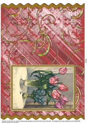 Tulip Vase Gold Wavy Edge Card