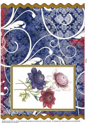 Mixed Floral 1 Gold Wavy Edge Card