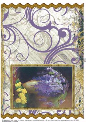 Lilac Vase Gold Wavy Edge Card