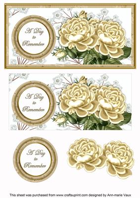 Cream Roses Day to Remember Dl Decoupage Topper