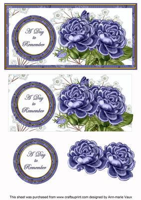 Dblue Roses Day to Remember Dl Decoupage Topper