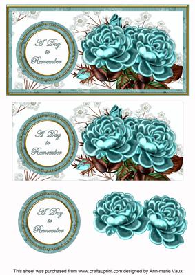 Dteal Roses Day to Remember Dl Decoupage Topper