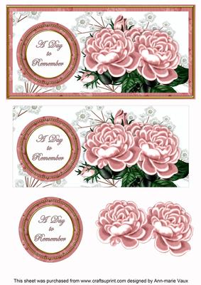 Pink Roses Day to Remember Dl Decoupage Topper
