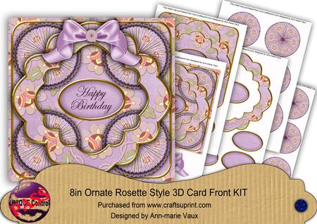Lilac Lotus Happy Birthday 3D Rosette 8in Card Front Kit