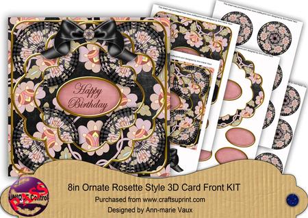 Black Lotus Happy Birthday 3D Rosette 8in Card Front Kit
