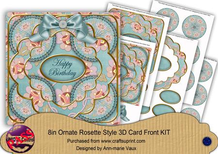Teal Lotus Happy Birthday 3D Rosette 8in Card Front Kit