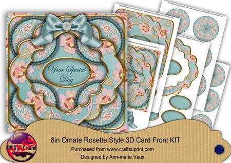 Teal Lotus Special Day 3D Rosette 8in Card Front Kit