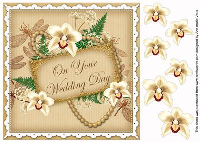 Cream Orchid Wedding Day 8in Vintage Topper