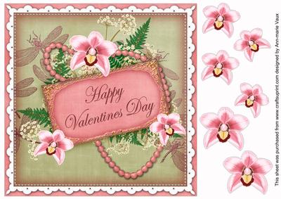 Pink g Orchids Valentines Day 8in Vintage Topper