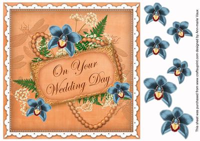 Teal O Orchids Wedding Day 8in Vintage Topper