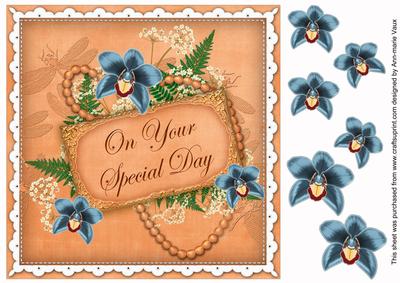 Teal O Orchids Special Day 8in Vintage Topper
