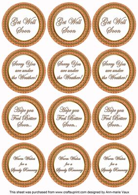 Borange Check Get Well Soon Mix Sentiment Round Toppers