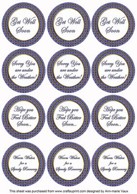 Dblue Check Get Well Soon Mix Sentiment Round Toppers