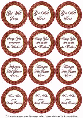 Dred Check Get Well Soon Mix Sentiment Round Toppers