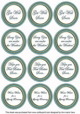 Dteal Check Get Well Soon Mix Sentiment Round Toppers
