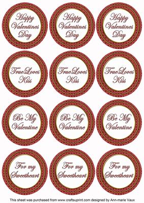Dred Check Valentine Mix Sentiment Round Toppers