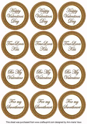 Vtea Check Valentine Mix Sentiment Round Toppers