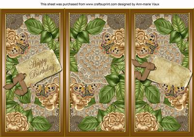 Coffee Roses Happy Birthday Quick Tri-fold Card