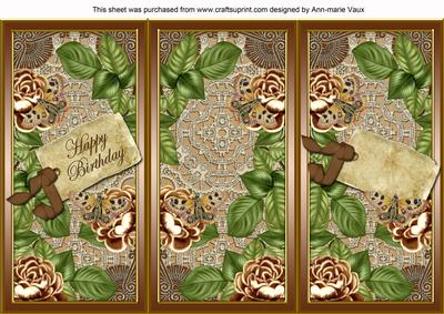 Vtea Roses Happy Birthday Quick Tri-fold Card