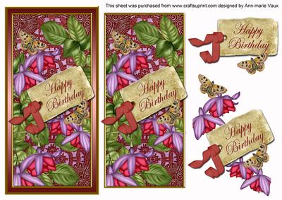 Cerise Fushsia Happy Birthday Dl Topdown Topper