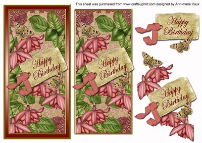 Pink Fushsia Happy Birthday Dl Topdown Topper