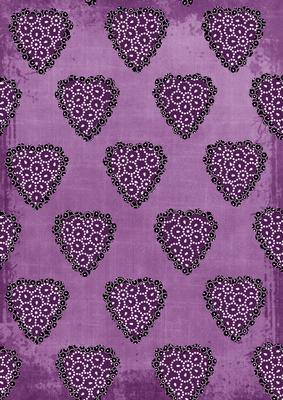 Purple Double Heart Beady A4 Backing Paper