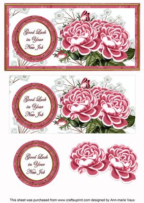 Cerise Roses New Job Dl Decoupage Topper